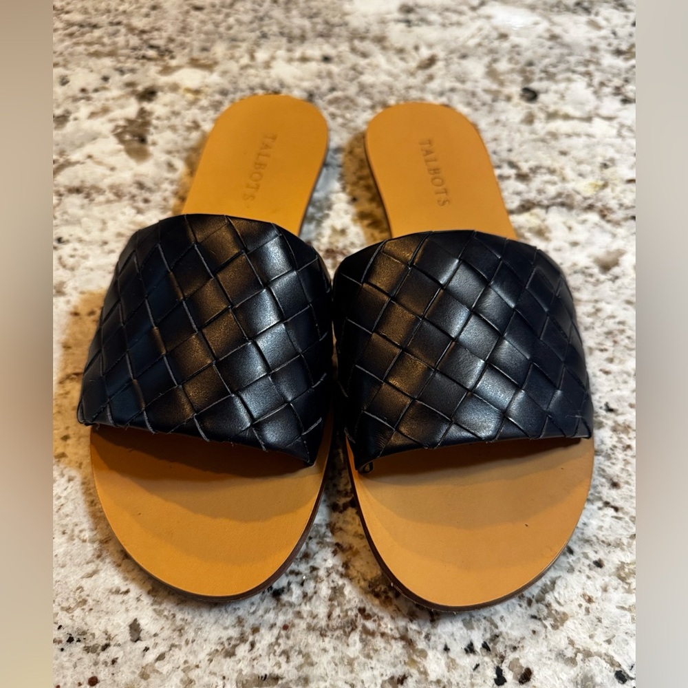 Talbots Navy Woven Slide Sandals